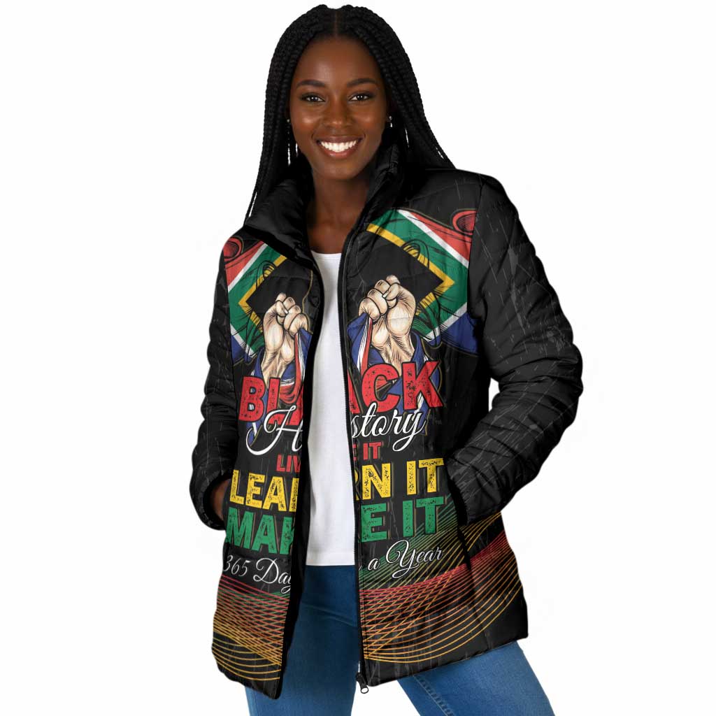 Personalized South Africa Black History Month Padded Jacket Live It Learn It Make It - Wonder Print Shop