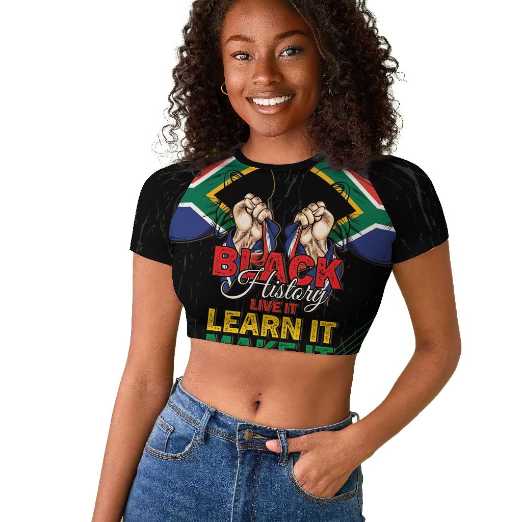 Personalized South Africa Black History Month Raglan Cropped T shirt Live It Learn It Make It - Wonder Print Shop