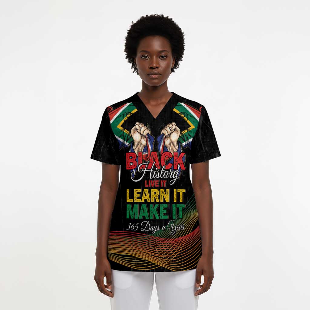 Personalized South Africa Black History Month Scrub Top Live It Learn It Make It - Wonder Print Shop