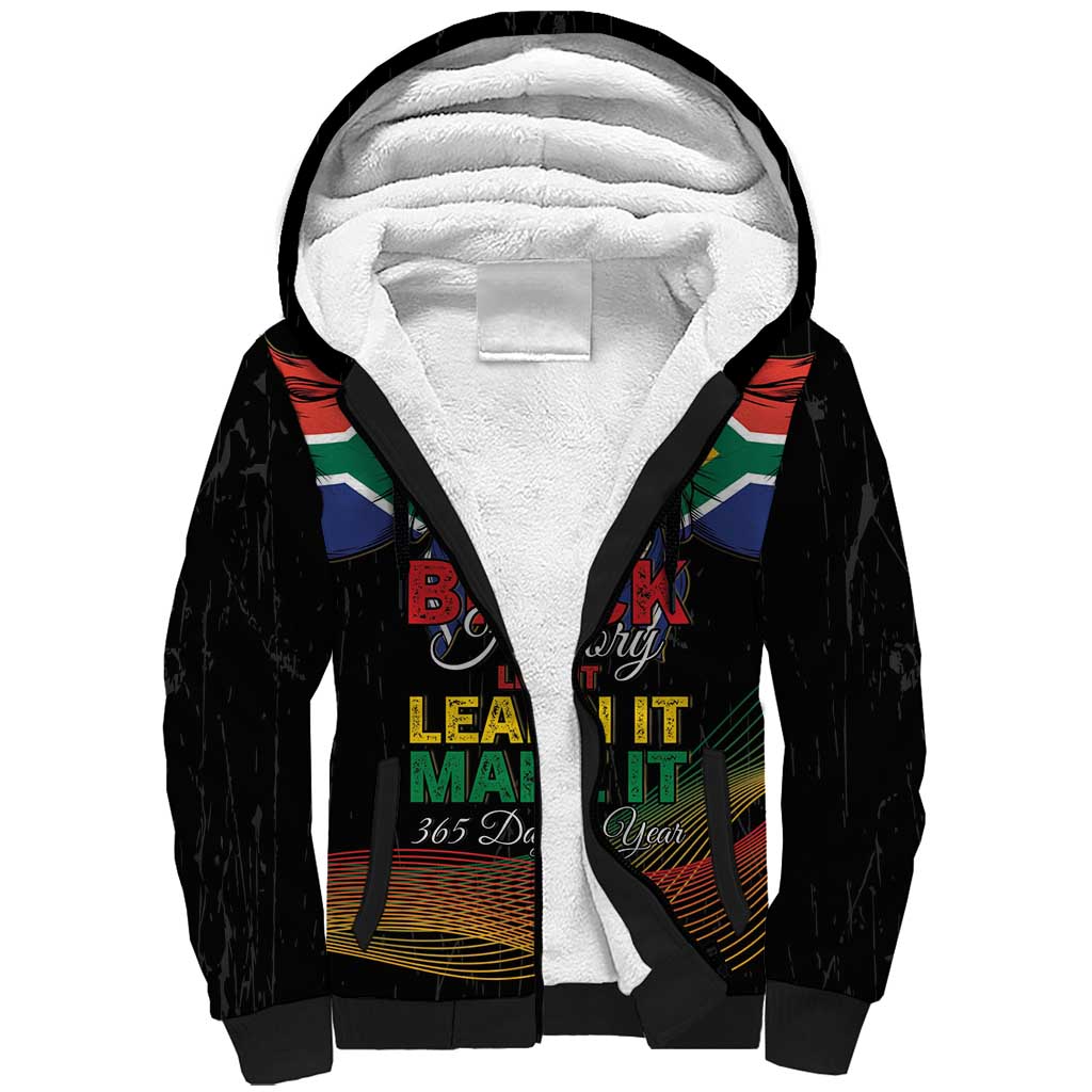 Personalized South Africa Black History Month Sherpa Hoodie Live It Learn It Make It - Wonder Print Shop