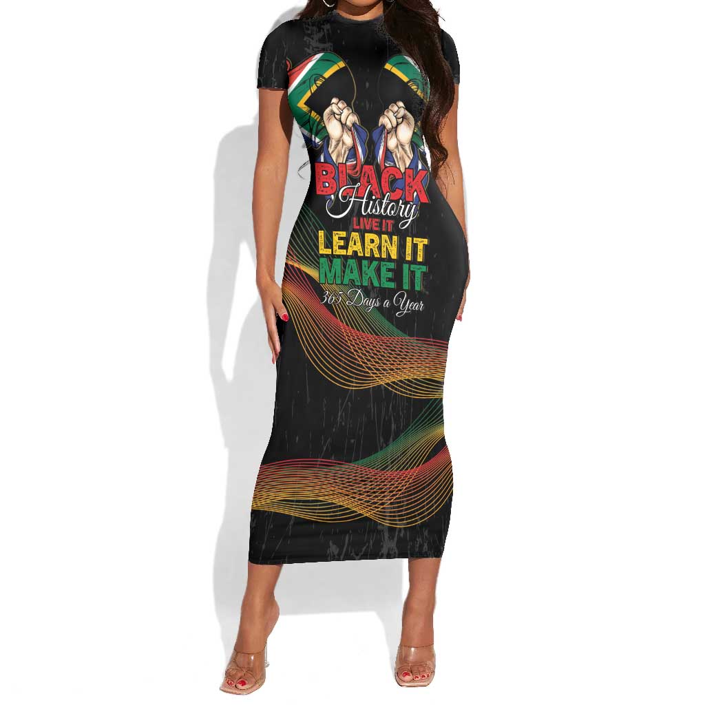 Personalized South Africa Black History Month Short Sleeve Bodycon Dress Live It Learn It Make It - Wonder Print Shop