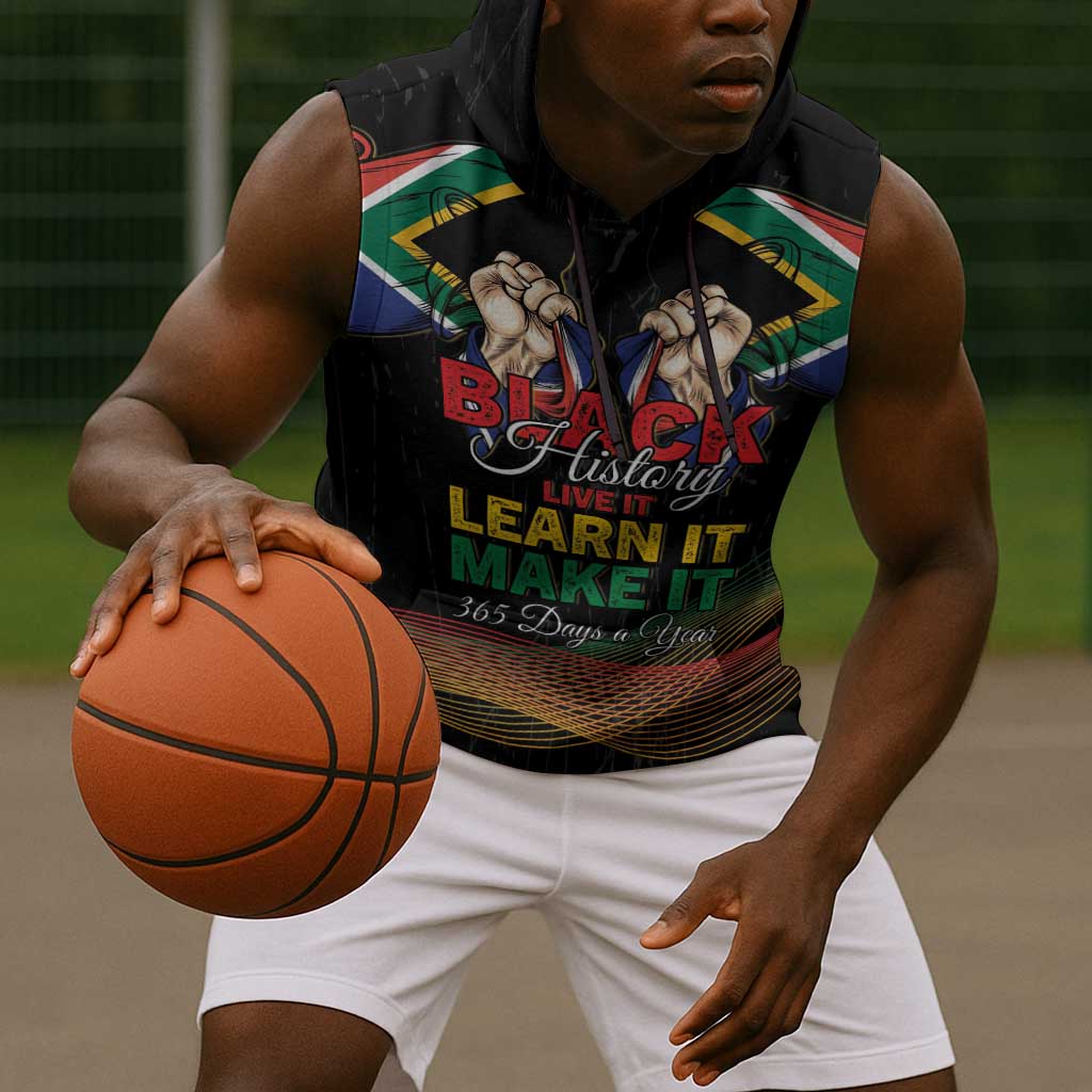 Personalized South Africa Black History Month Sleeveless Hoodie Live It Learn It Make It - Wonder Print Shop