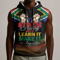 Personalized South Africa Black History Month Sleeveless Hoodie Live It Learn It Make It - Wonder Print Shop