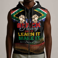 Personalized South Africa Black History Month Sleeveless Zip Hoodie Live It Learn It Make It - Wonder Print Shop