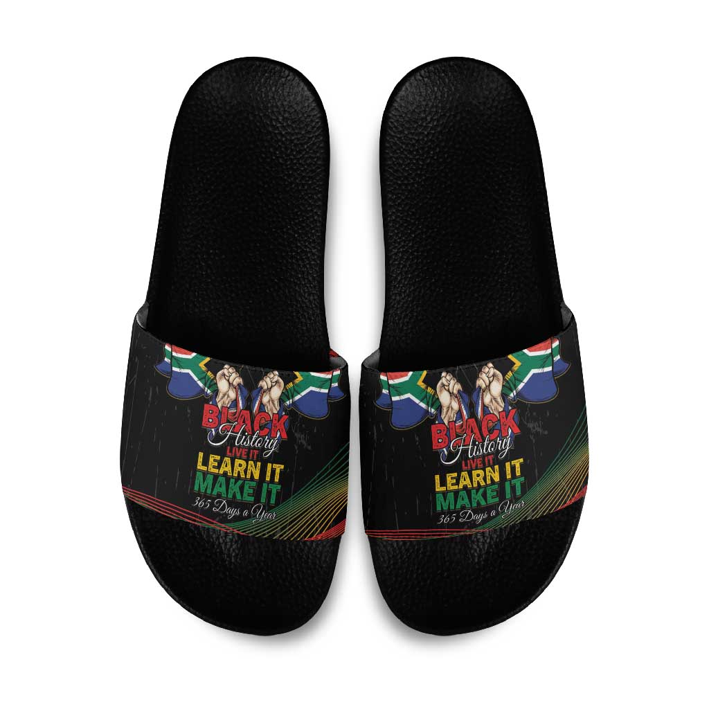 South Africa Black History Month Slide Sandals Live It Learn It Make It - Wonder Print Shop
