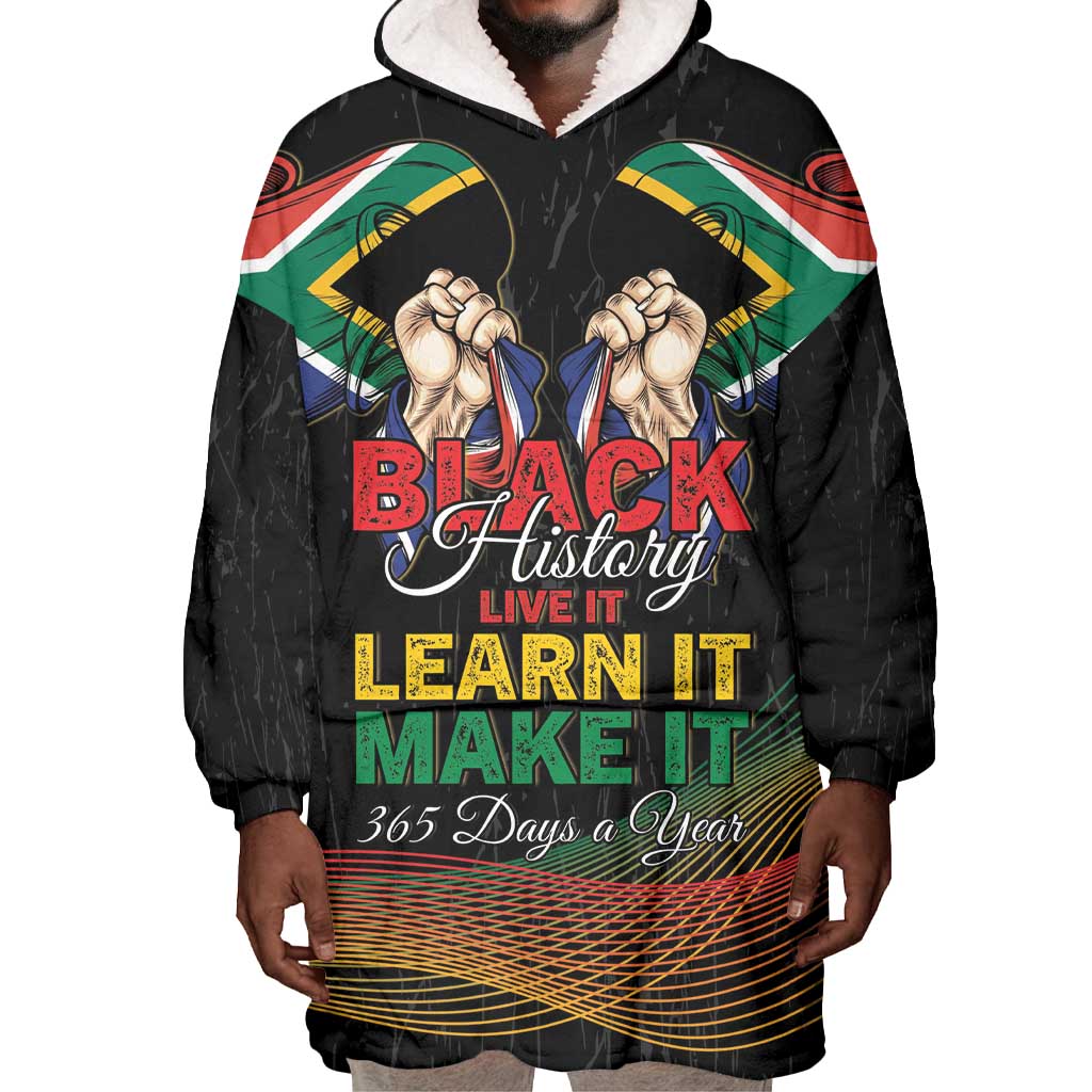 Personalized South Africa Black History Month Wearable Blanket Hoodie Live It Learn It Make It - Wonder Print Shop