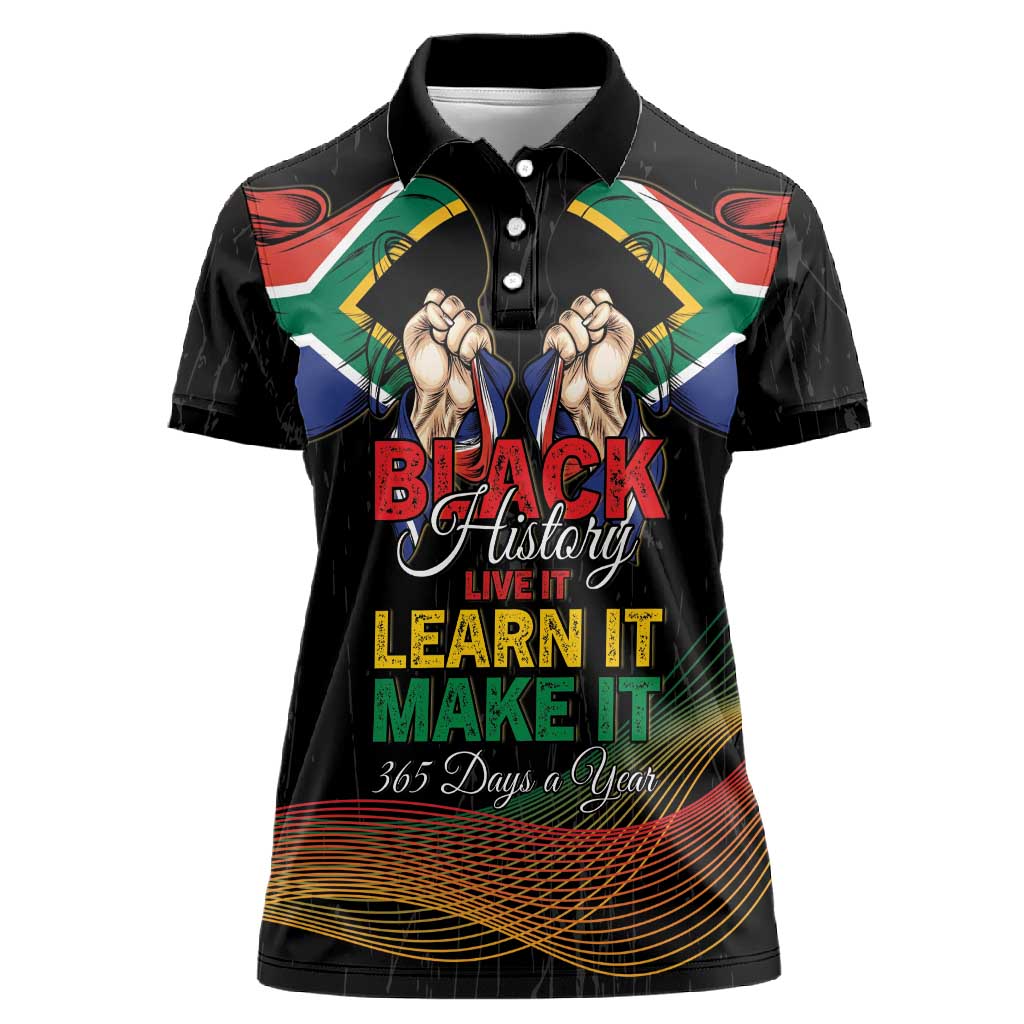 Personalized South Africa Black History Month Women Polo Shirt Live It Learn It Make It - Wonder Print Shop
