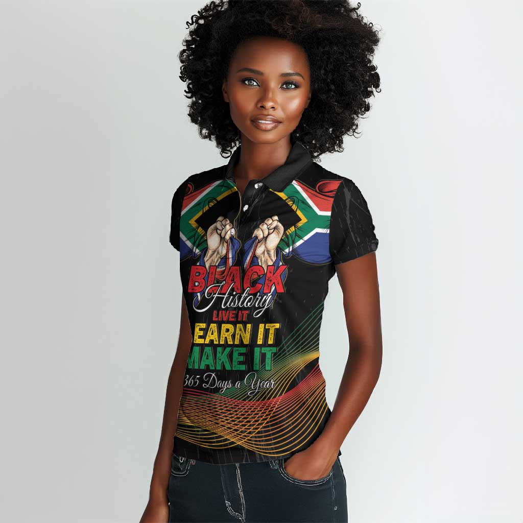 Personalized South Africa Black History Month Women Polo Shirt Live It Learn It Make It - Wonder Print Shop