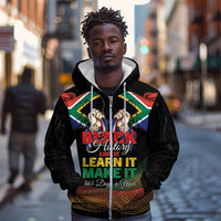 Personalized South Africa Black History Month Zip Hoodie Live It Learn It Make It - Wonder Print Shop