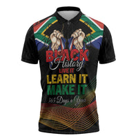Personalized South Africa Black History Month Zipper Polo Shirt Live It Learn It Make It - Wonder Print Shop