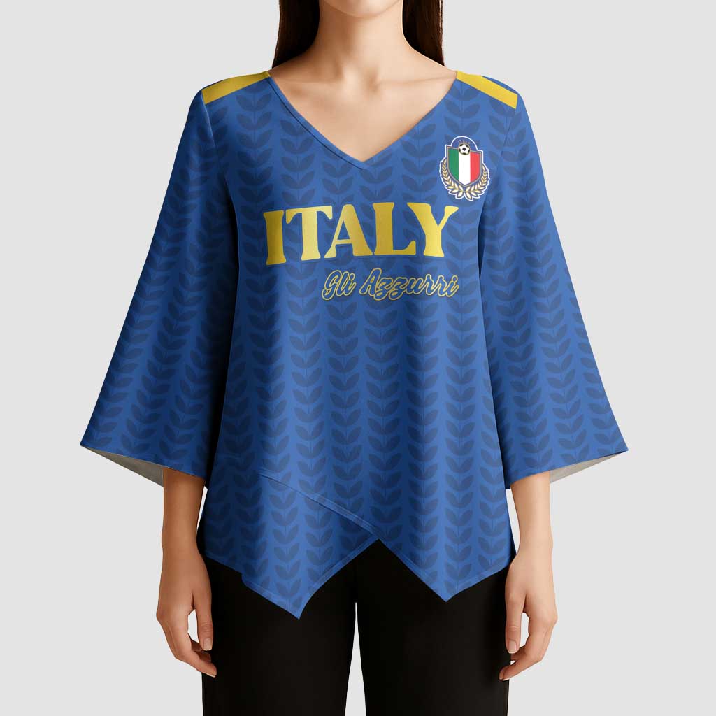 Custom Italy Football 2026 Kimono Sleeve Blouse Road To Champions - Wonder Print Shop