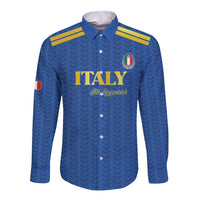 Custom Italy Football 2026 Long Sleeve Button Shirt Road To Champions - Wonder Print Shop