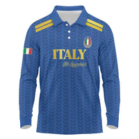 Custom Italy Football 2026 Long Sleeve Polo Shirt Road To Champions - Wonder Print Shop