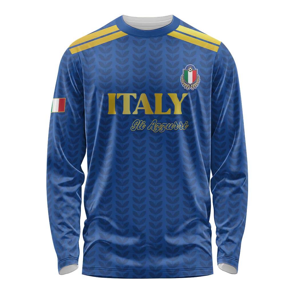 Custom Italy Football 2026 Long Sleeve Shirt Road To Champions - Wonder Print Shop