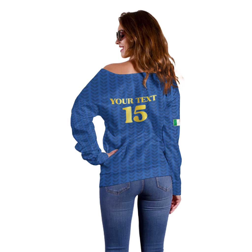 Custom Italy Football 2026 Off Shoulder Sweater Road To Champions - Wonder Print Shop