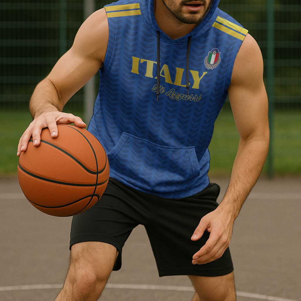 Custom Italy Football 2026 Sleeveless Hoodie Road To Champions - Wonder Print Shop
