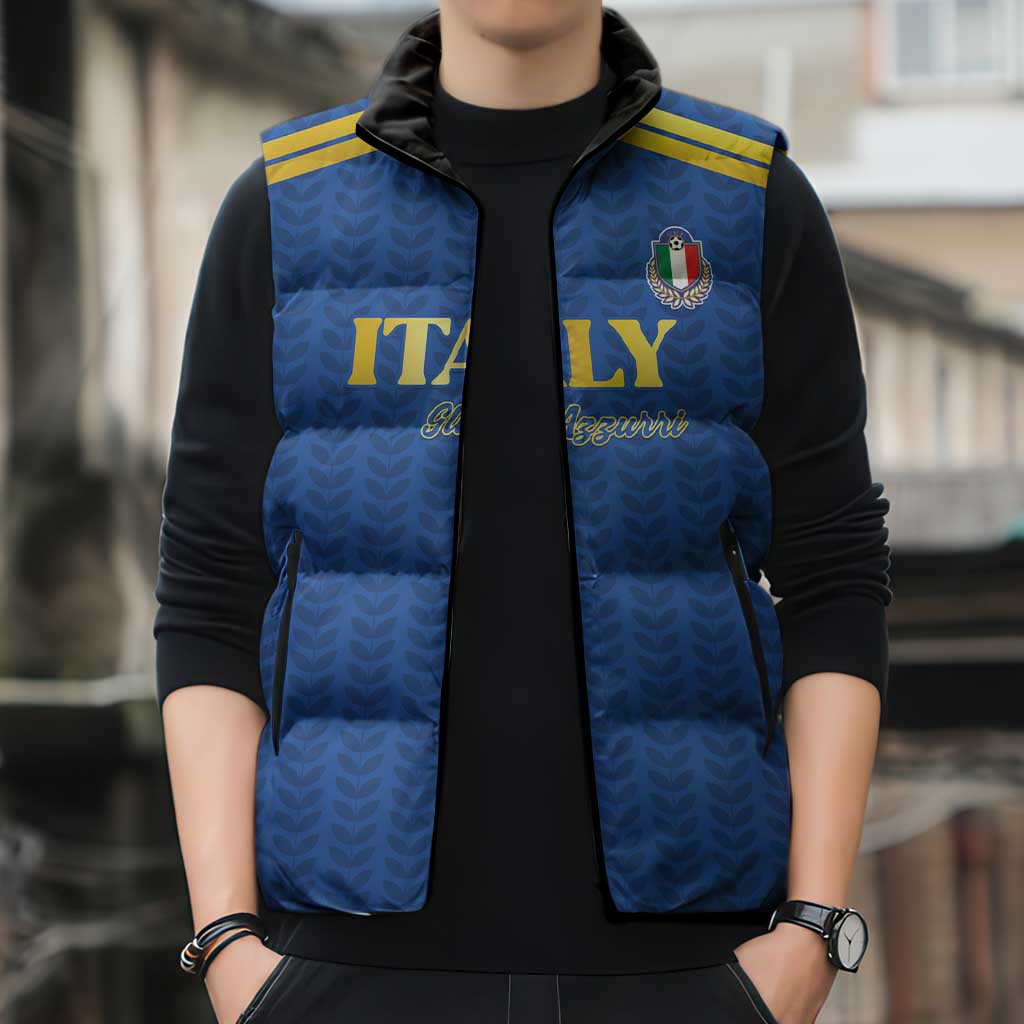 Custom Italy Football 2026 Sleeveless Puffer Jacket Road To Champions - Wonder Print Shop