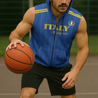 Custom Italy Football 2026 Sleeveless Zip Hoodie Road To Champions - Wonder Print Shop