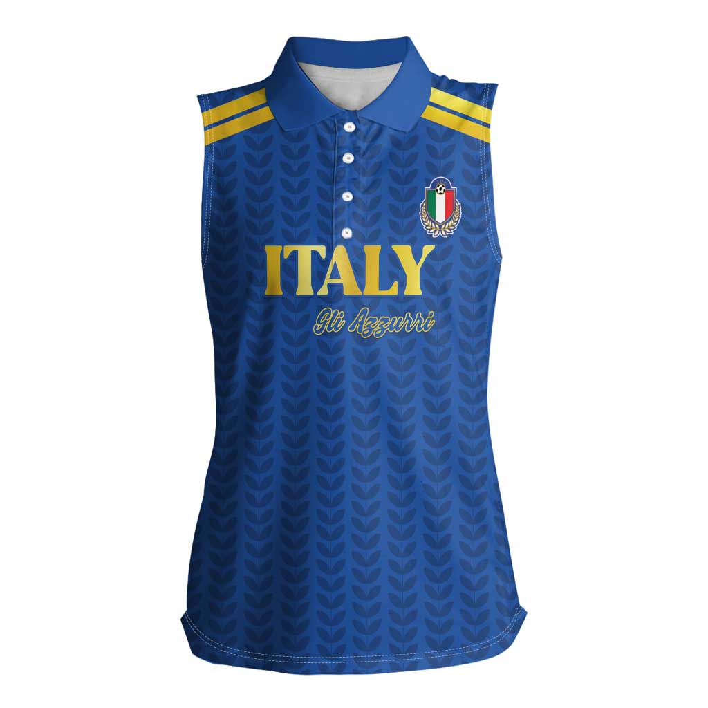 Custom Italy Football 2026 Women Sleeveless Polo Shirt Road To Champions - Wonder Print Shop
