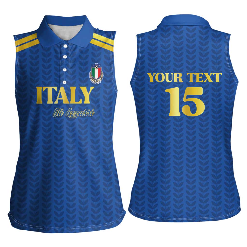 Custom Italy Football 2026 Women Sleeveless Polo Shirt Road To Champions - Wonder Print Shop