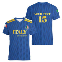 Custom Italy Football 2026 Women V-Neck T-Shirt Road To Champions - Wonder Print Shop