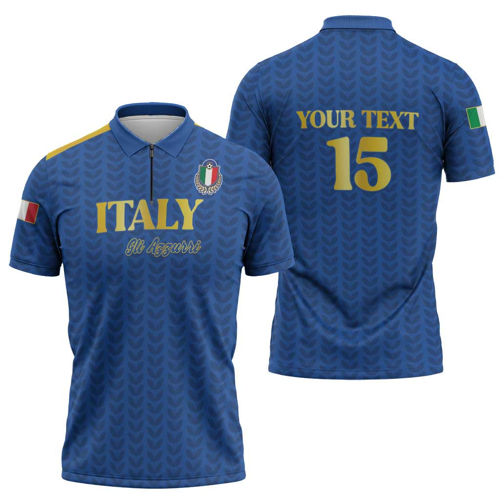 Custom Italy Football 2026 Zipper Polo Shirt Road To Champions - Wonder Print Shop