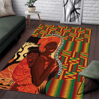 African-American Mother's Day Area Rug Black Mom And Son Kente Pattern