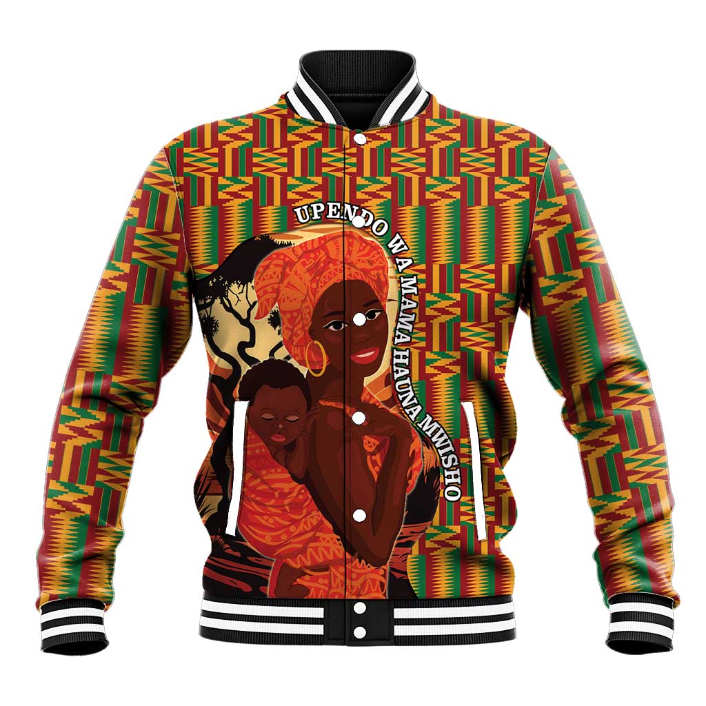 African-American Mother's Day Baseball Jacket Black Mom And Son Kente Pattern