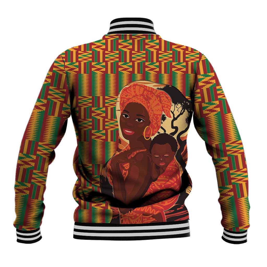 African-American Mother's Day Baseball Jacket Black Mom And Son Kente Pattern