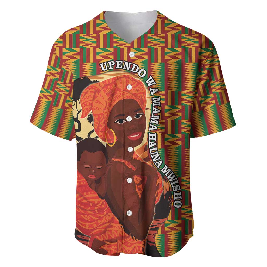 African-American Mother's Day Baseball Jersey Black Mom And Son Kente Pattern