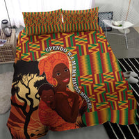 African-American Mother's Day Bedding Set Black Mom And Son Kente Pattern