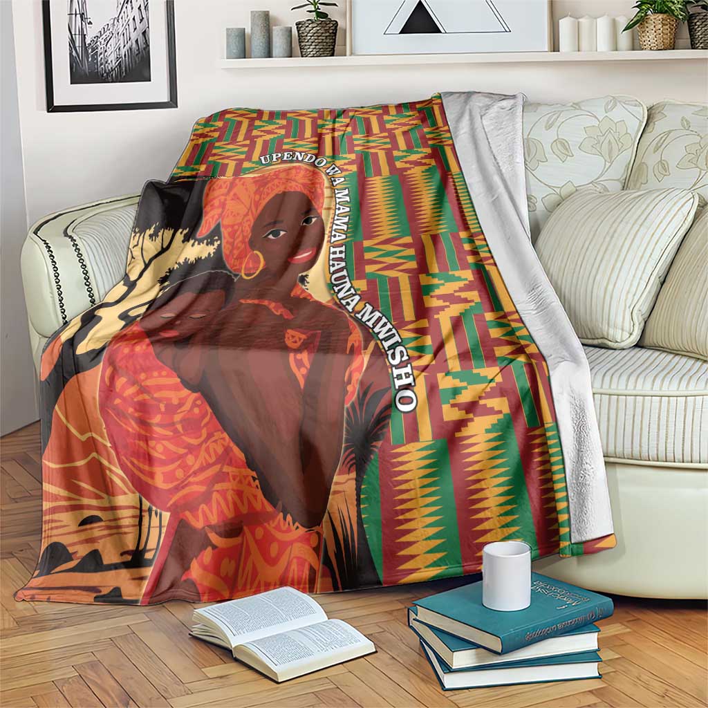 African-American Mother's Day Blanket Black Mom And Son Kente Pattern