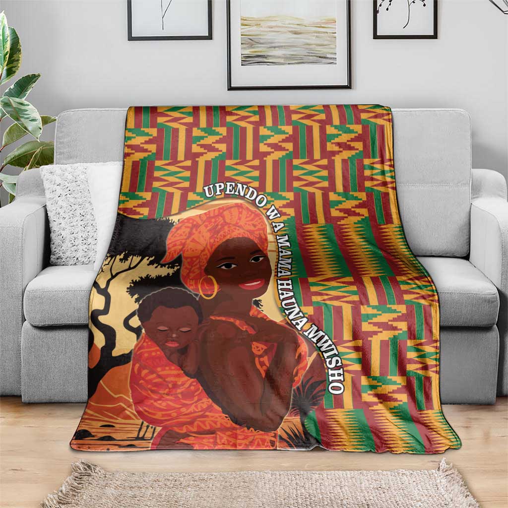 African-American Mother's Day Blanket Black Mom And Son Kente Pattern