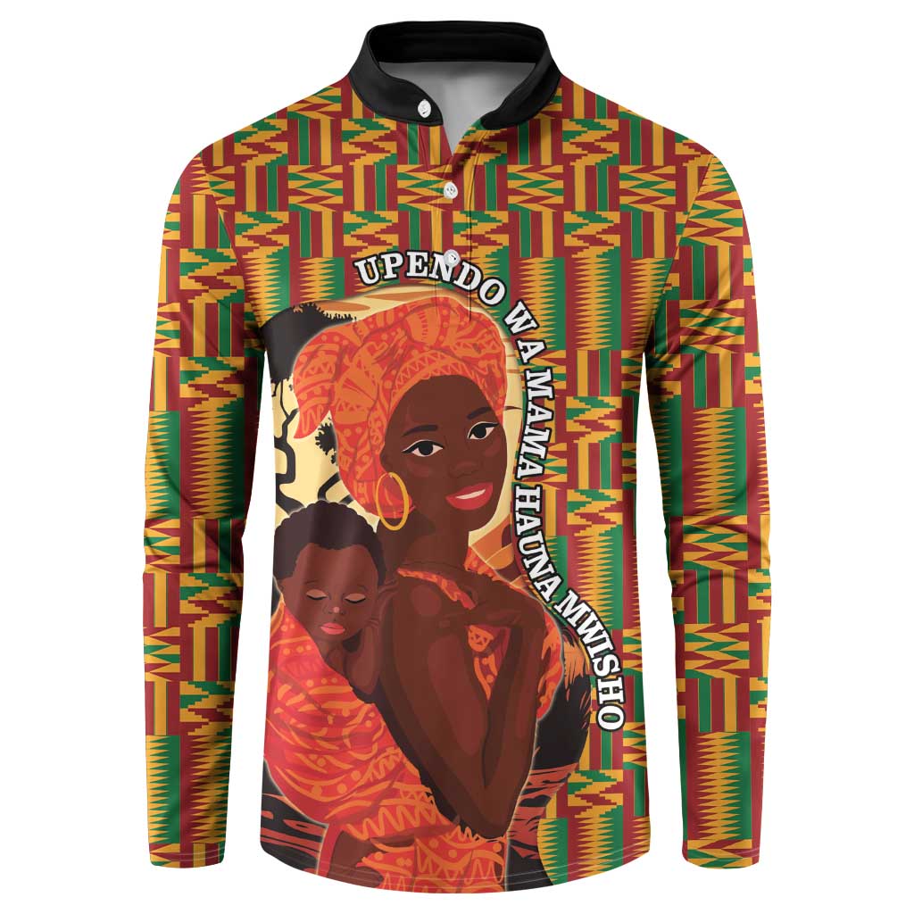 African-American Mother's Day Button Sweatshirt Black Mom And Son Kente Pattern