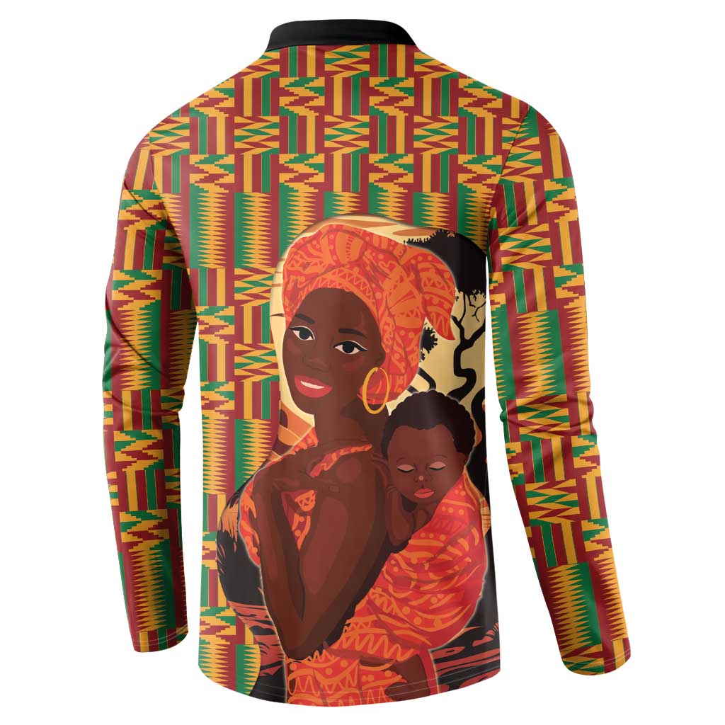 African-American Mother's Day Button Sweatshirt Black Mom And Son Kente Pattern