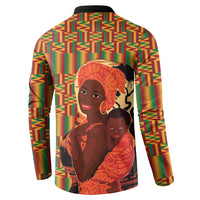 African-American Mother's Day Button Sweatshirt Black Mom And Son Kente Pattern