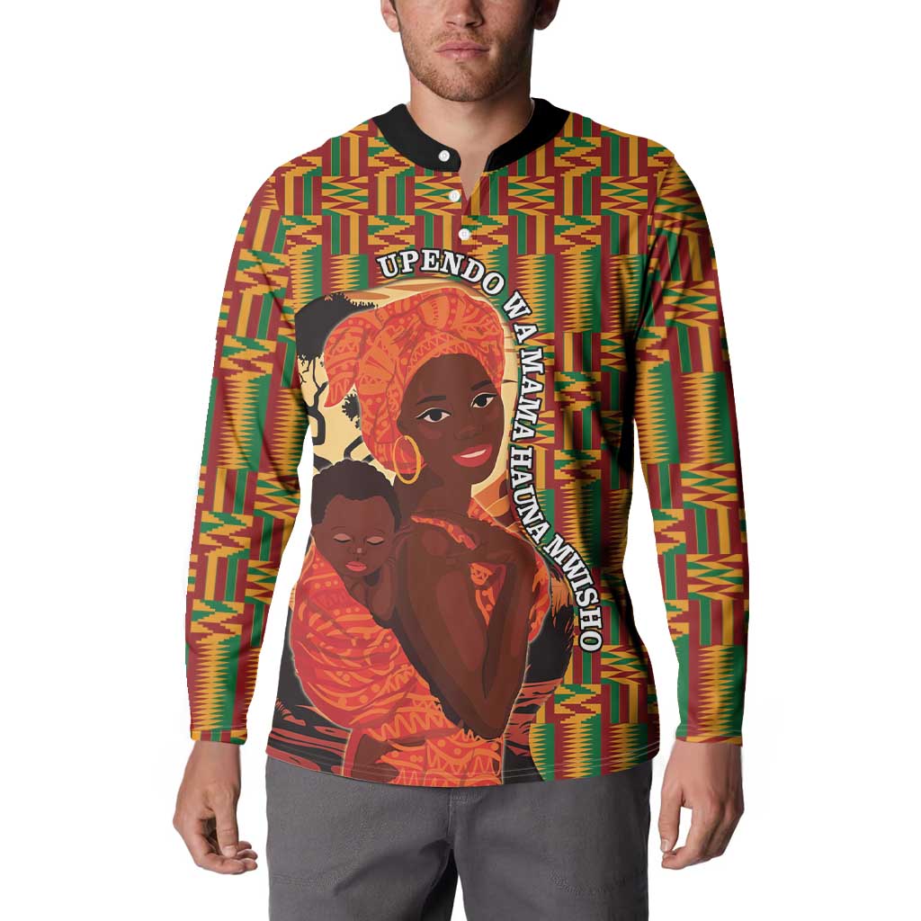 African-American Mother's Day Button Sweatshirt Black Mom And Son Kente Pattern