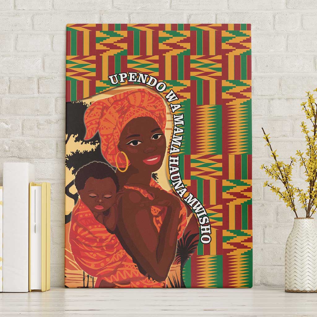 African-American Mother's Day Canvas Wall Art Black Mom And Son Kente Pattern