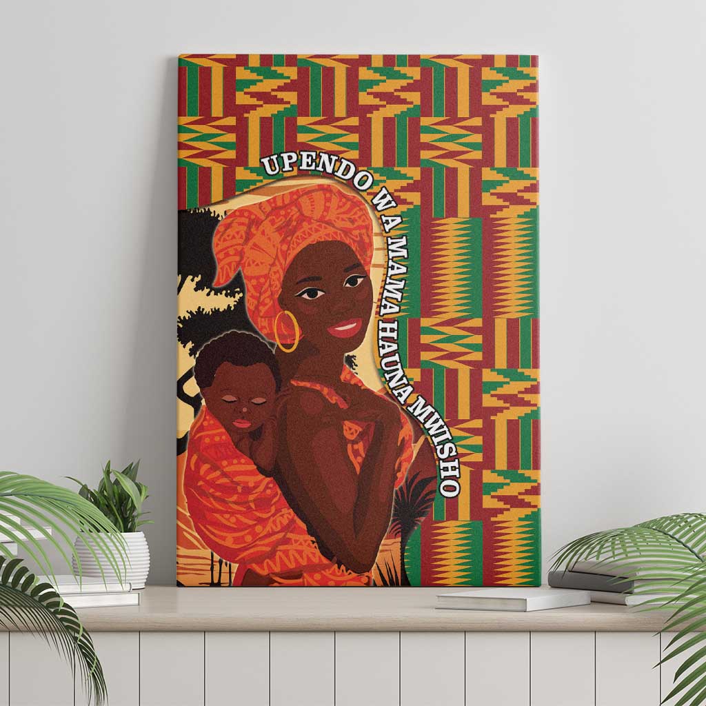 African-American Mother's Day Canvas Wall Art Black Mom And Son Kente Pattern