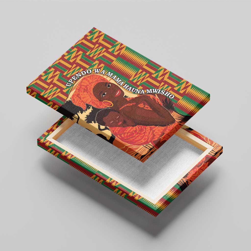 African-American Mother's Day Canvas Wall Art Black Mom And Son Kente Pattern