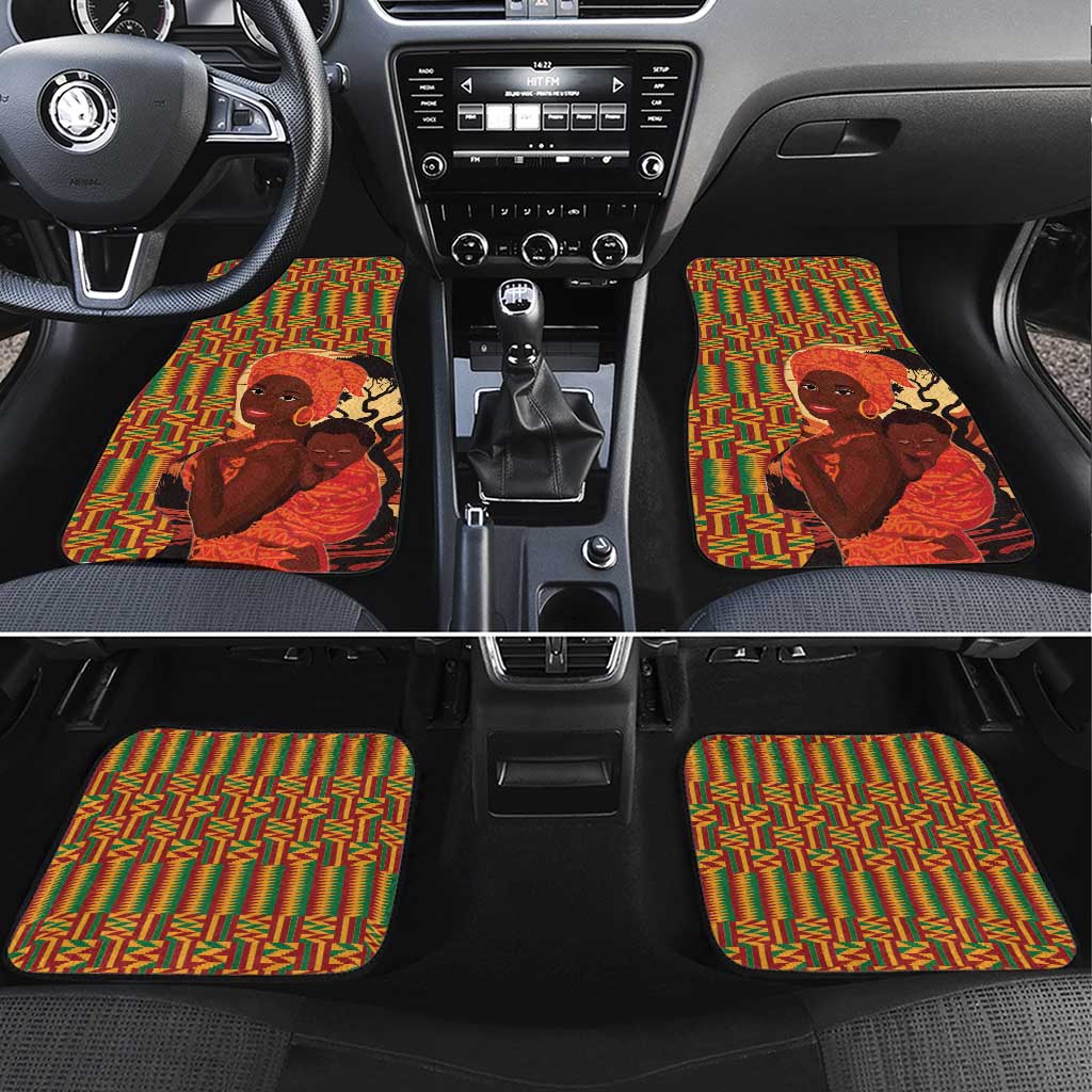 African-American Mother's Day Car Mats Black Mom And Son Kente Pattern