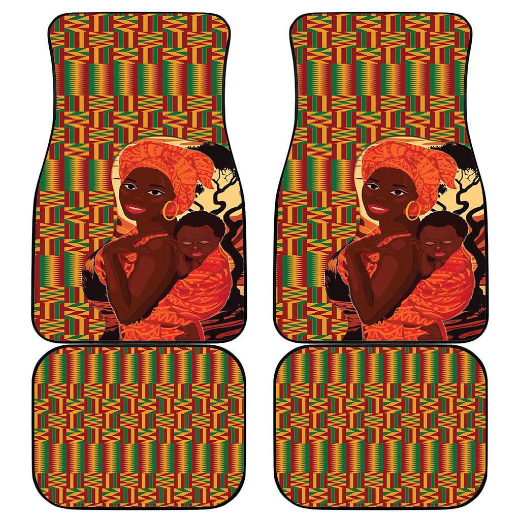 African-American Mother's Day Car Mats Black Mom And Son Kente Pattern