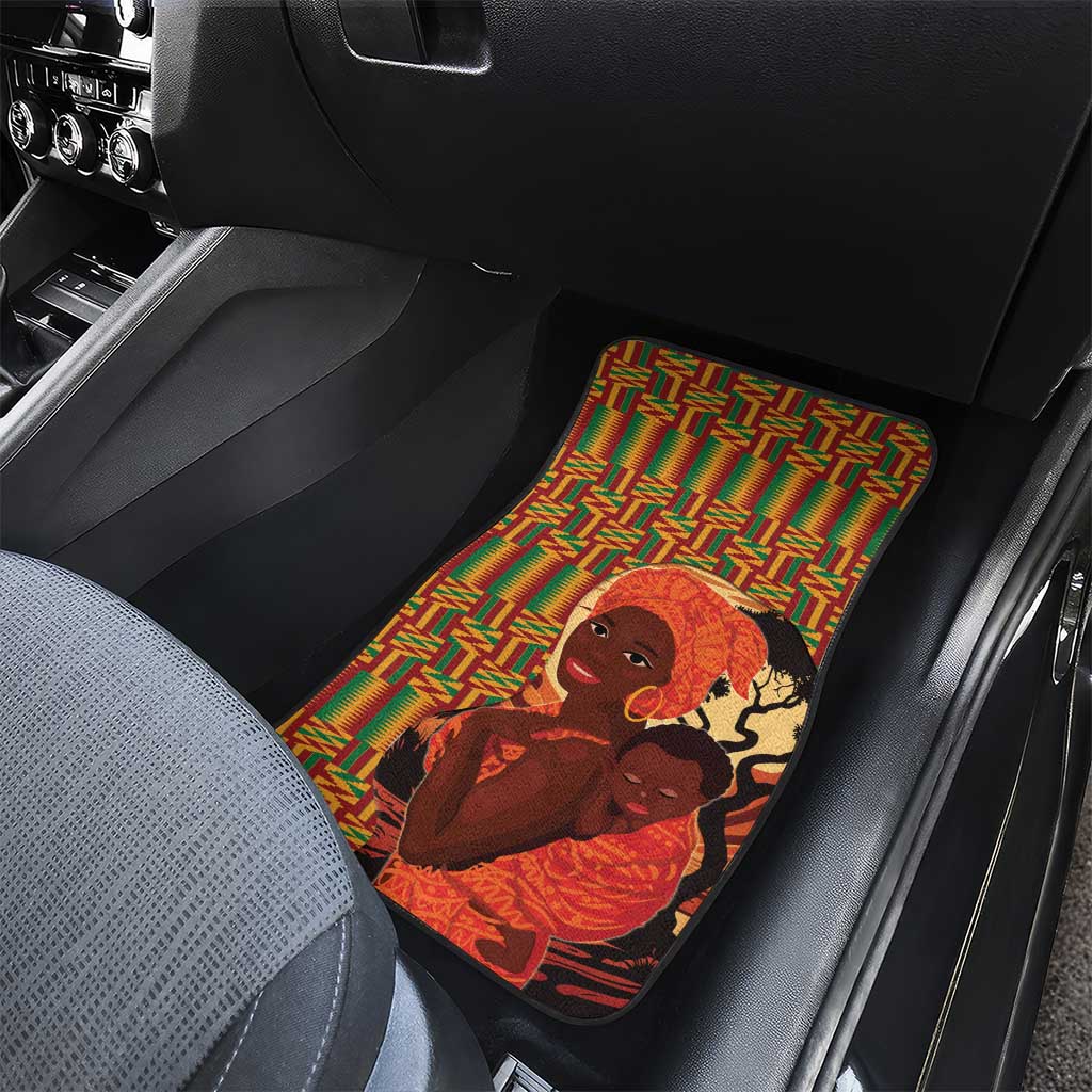 African-American Mother's Day Car Mats Black Mom And Son Kente Pattern