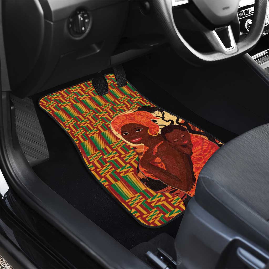 African-American Mother's Day Car Mats Black Mom And Son Kente Pattern