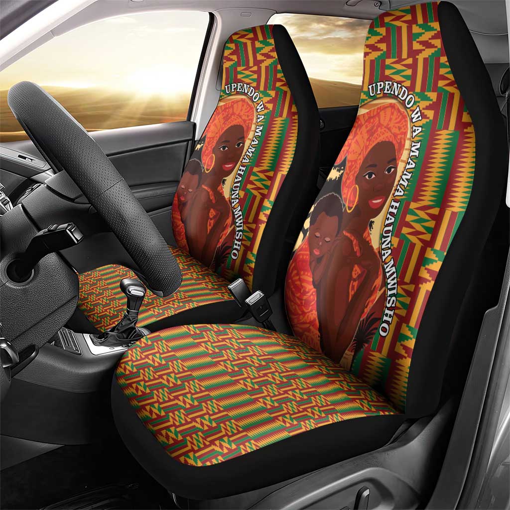 African-American Mother's Day Car Seat Cover Black Mom And Son Kente Pattern