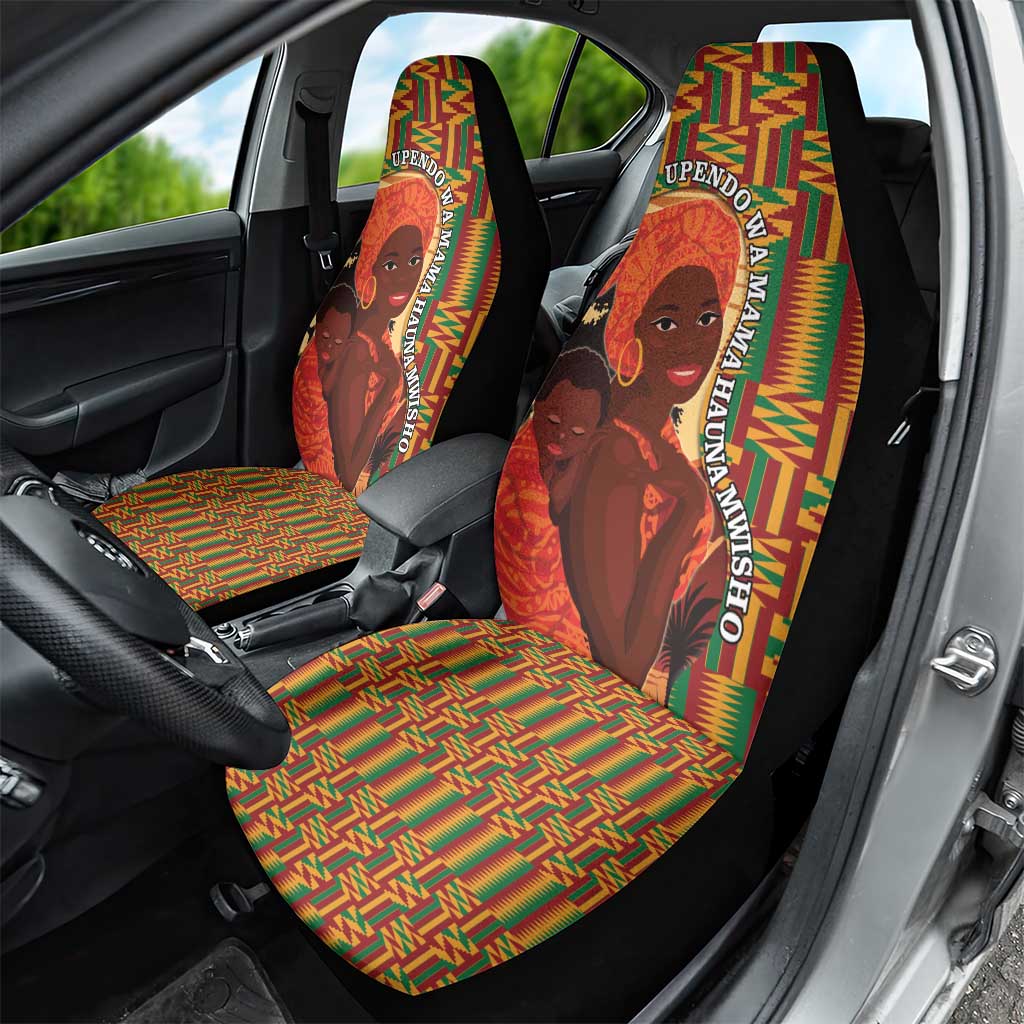 African-American Mother's Day Car Seat Cover Black Mom And Son Kente Pattern