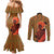 African-American Mother's Day Couples Matching Mermaid Dress and Long Sleeve Button Shirt Black Mom And Son Kente Pattern