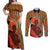 African-American Mother's Day Couples Matching Off Shoulder Maxi Dress and Long Sleeve Button Shirt Black Mom And Son Kente Pattern