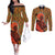 African-American Mother's Day Couples Matching Off The Shoulder Long Sleeve Dress and Long Sleeve Button Shirt Black Mom And Son Kente Pattern