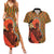 African-American Mother's Day Couples Matching Summer Maxi Dress and Hawaiian Shirt Black Mom And Son Kente Pattern